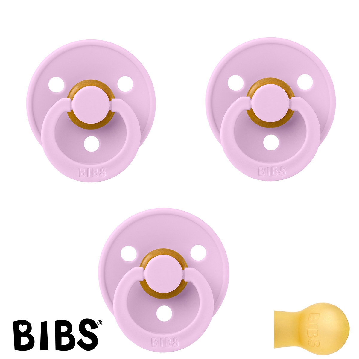 BIBS Colour Schnuller mit Namen, Gr. 2, 3 Violet Sky, Rund Latex, 3\'er Pack